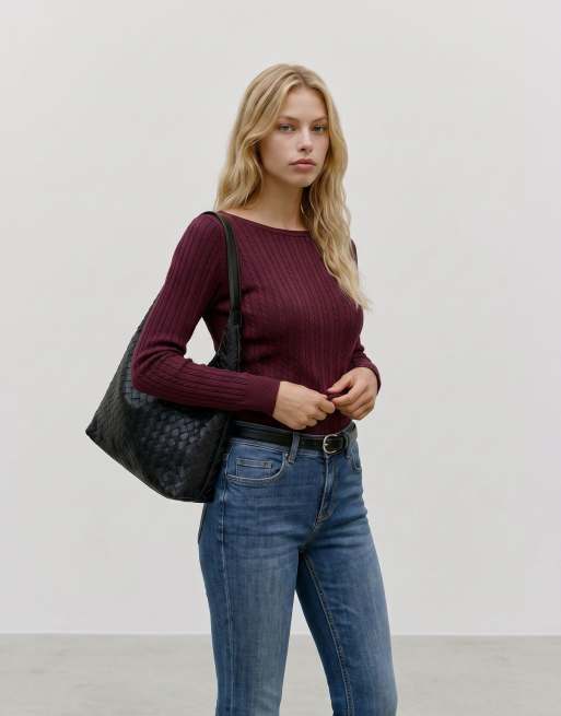 Vero Moda gebreide top in wijnrood, 3 van 5
