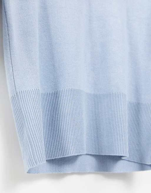 Vero Moda - Gebreide top met v-hals en pofmouwen in lichtblauw, 4 van 4