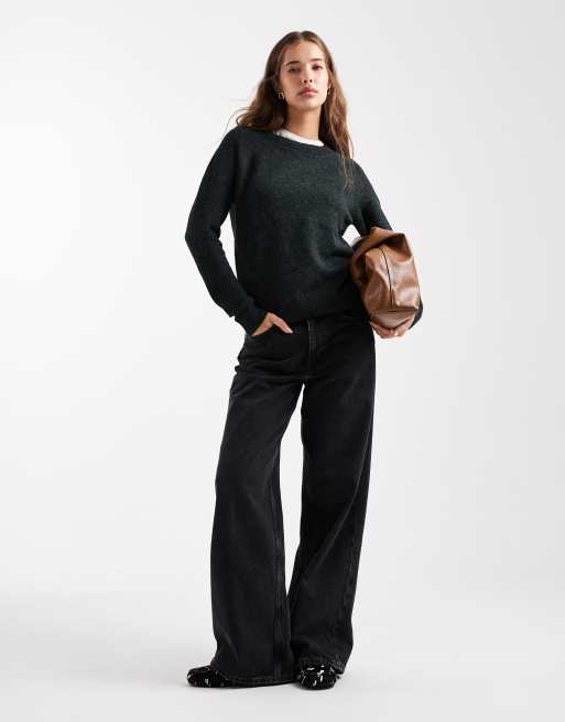 Vero Moda - Gebreide trui met ronde hals in dennengroen, 3 van 4