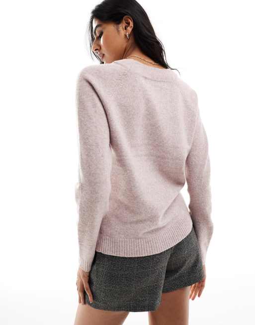 Vero Moda - Gebreide trui met ronde hals in gemêleerd beigeroze, 3 van 4