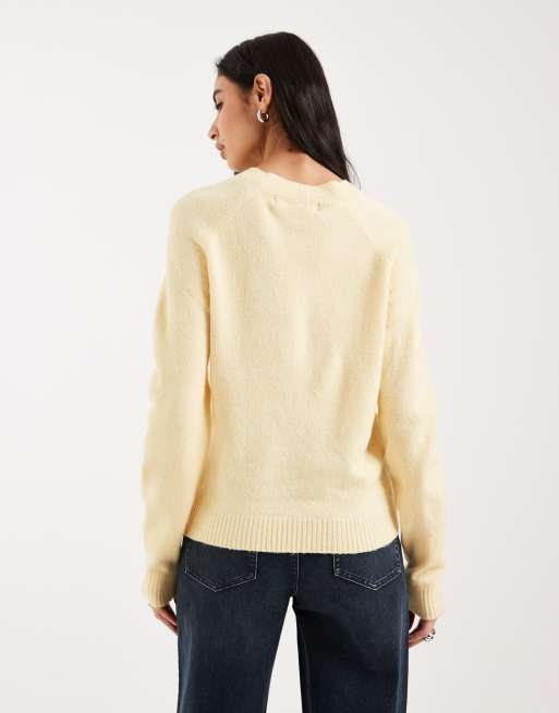 Vero Moda - Gebreide trui met ronde hals in gemêleerd goudgeel, 4 van 4
