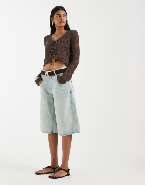 Vero Moda - Gehaakt vest met gestrikte voorkant in chocoladebruin - view 1