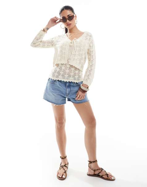 Vero Moda - Gehaakte co-ord set in crème - view 1