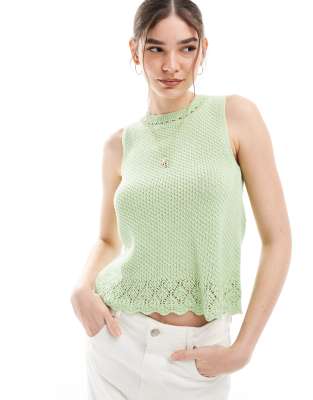 Vero Moda - Gehäkeltes Camisole-Trägertop in Limettengrün