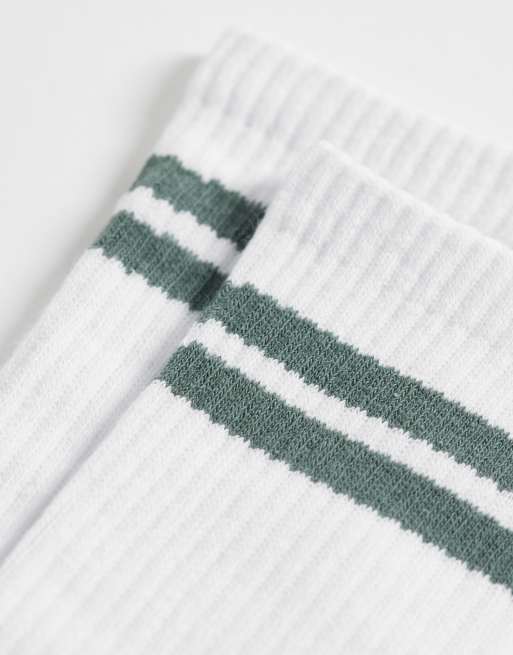 Vero Moda - Geribbelde sportsokken in wit en groen, 2 van 3