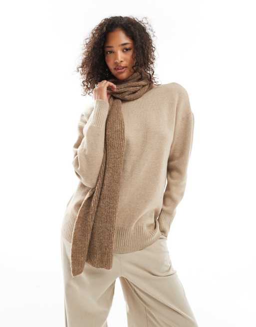 Vero Moda – Gerippter Schal in meliertem Braun, 2 von 4