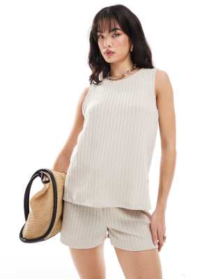 Vero Moda - Geripptes Jersey-Oberteil in Steinbeige, Kombiteil-Neutral