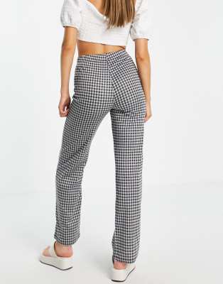 Vero Moda - Geruite broek met rechte pijpen in zwart, deel van co-ord set |  ASOS
