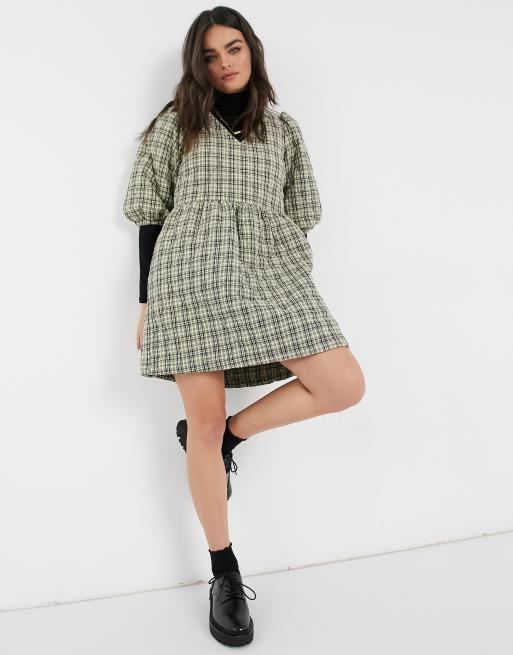 Vero Moda – Gestepptes Mini-Hängerkleid mit Karomuster