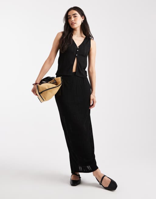 Vero Moda – Gestreiftes, ärmelloses Strickoberteil in Schwarz, Kombiteil, 2 von 4