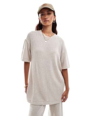 Vero Moda - Gestricktes Oversize-T-Shirt in Hellbeige, Kombiteil-Neutral