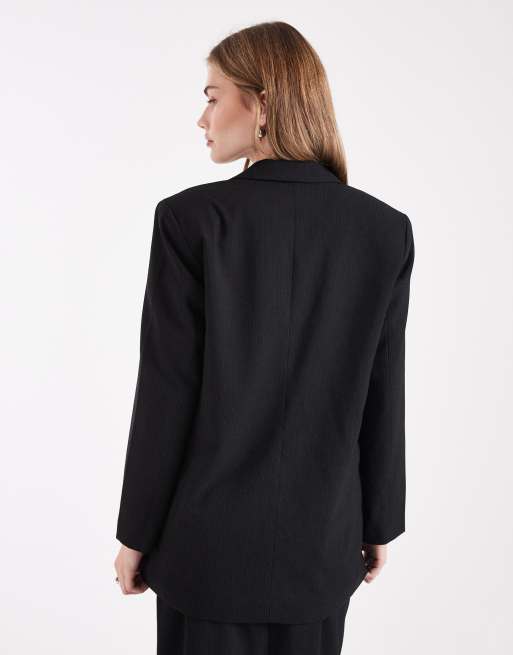 Vero Moda - Getailleerde oversized blazer met krijtstreep in zwart en wit, deel van co-ord set, 4 van 4