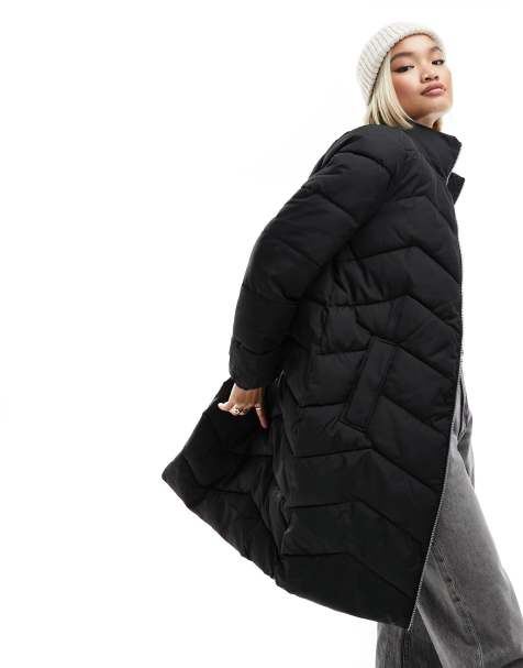 Vero Moda - Gewatteerde jas met lange pasvorm in zwart - view 1
