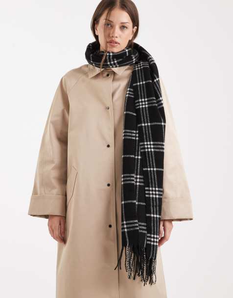 Vero Moda - Geweven geruite sjaal in zwart - view 1