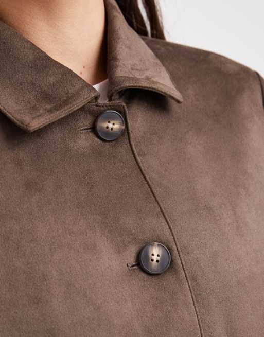 Vero Moda giacca corta in camoscio sintetico marrone cioccolato, 4 di 4