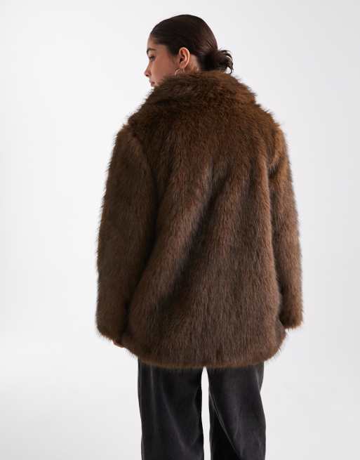 Vero Moda - Giacca marrone ultra morbida in pelliccia sintetica, 2 di 4