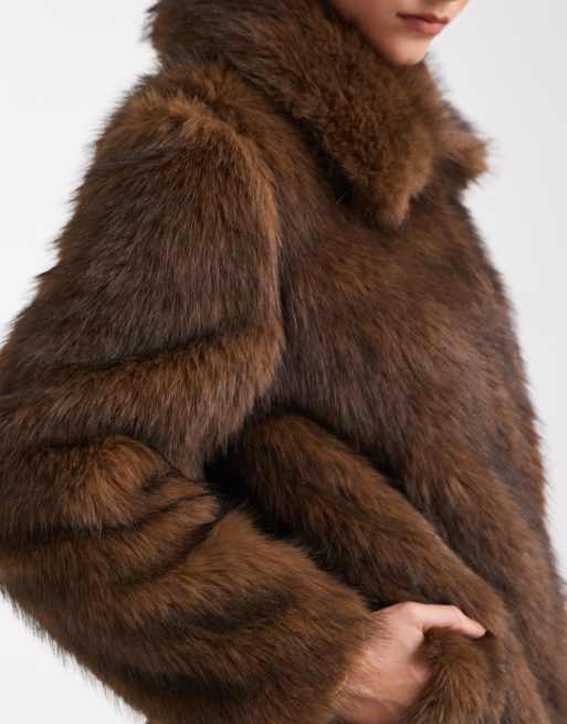 Vero Moda - Giacca marrone ultra morbida in pelliccia sintetica, 4 di 4