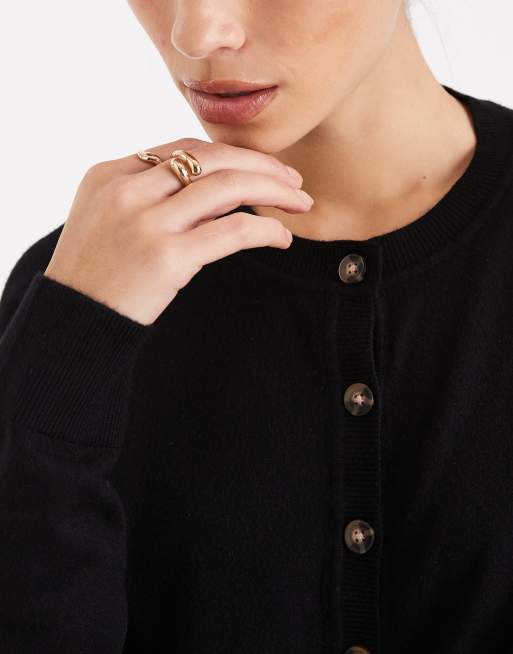 Vero Moda - Gilet boutonné d'ensemble en maille douce - Noir, 3 de 4