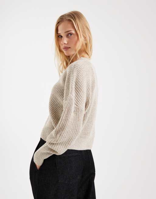 Vero Moda - Gilet boutonné en maille côtelée épaisse - Pierre de lune chiné, 3 de 4