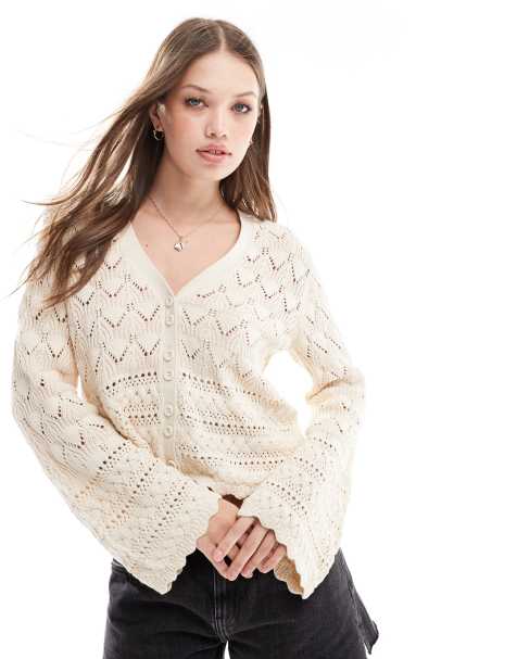 Vero Moda - Gilet en maille ajourée - Crème - view 1