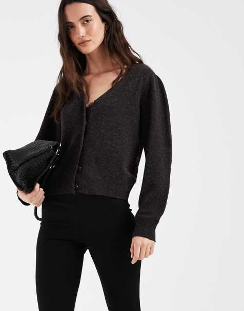 Vero Moda gilet en maille col V chiné marron chocolat - view 1
