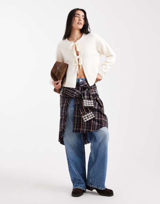 Vero Moda - Gilet en maille texturée noué devant - Crème chiné, 3 de 4