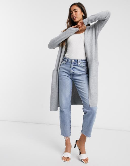 Vero Moda - Gilet long - Gris clair chiné | ASOS