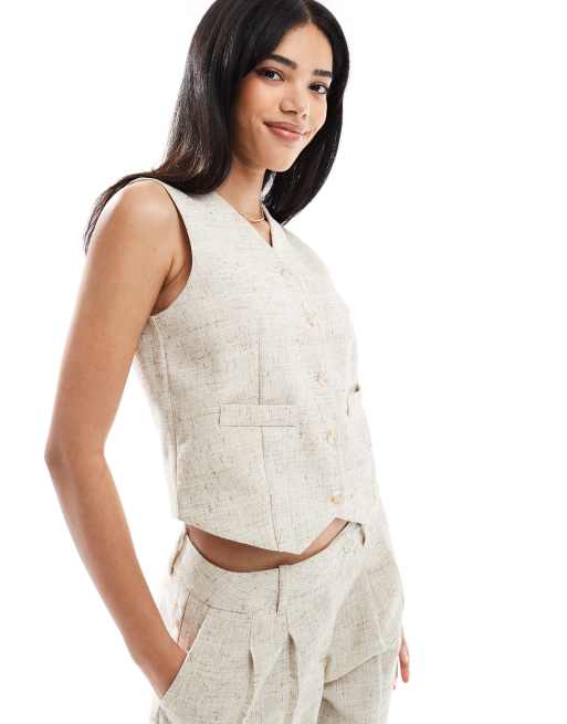 Vero Moda - Gilet sartoriale color avena in coordinato 