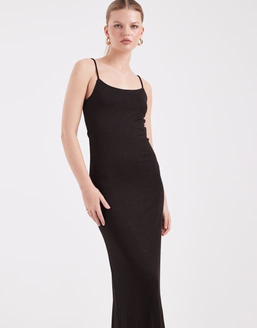 Vero Moda glitter cami strap maxi dress in chocolate and copper | ASOS