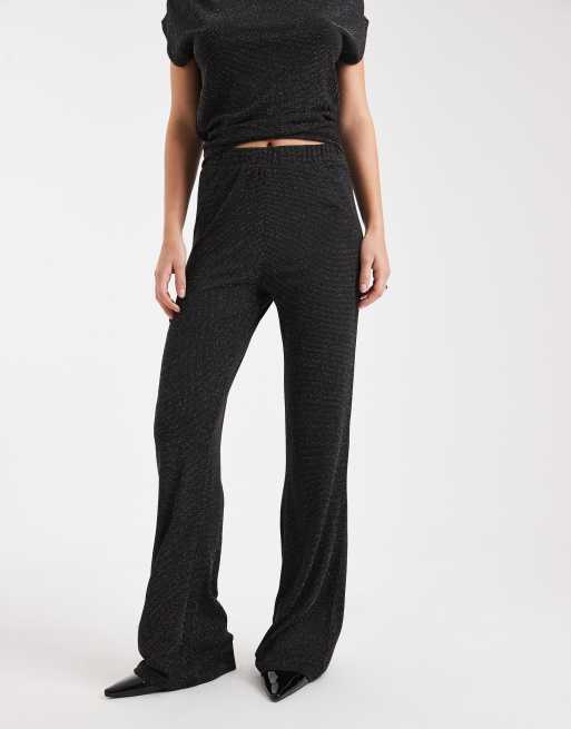 Vero Moda glitter wide leg pants in black and silver (Part of a set), 2 of 5