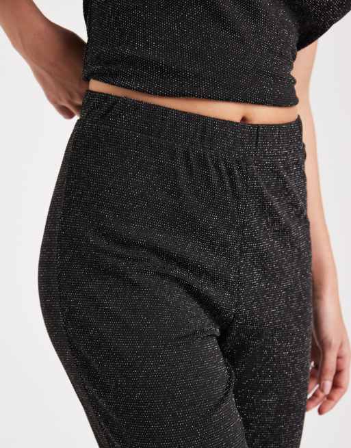 Vero Moda glitter wide leg pants in black and silver (Part of a set), 3 of 5