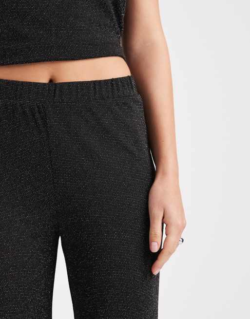 Vero Moda glitter wide leg pants in black and silver (Part of a set), 4 of 5