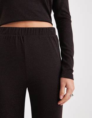 Vero Moda Glitter Wide Leg Pants In Brown