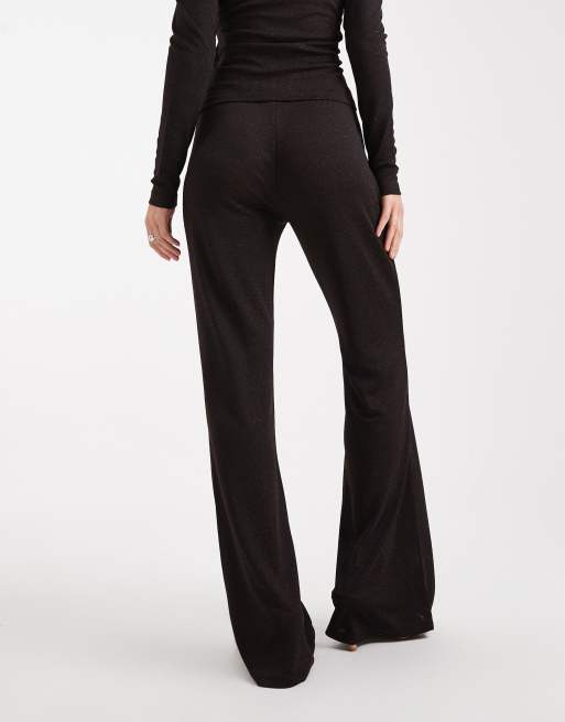Vero Moda glitter wide leg pants in chocolate and copper (Part of a set), 5 of 5