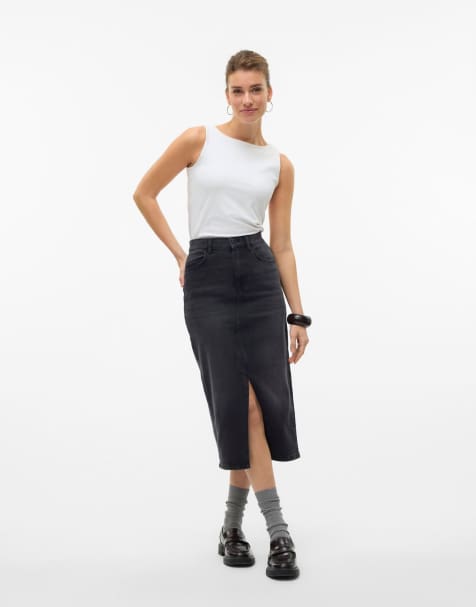 Vero Moda - Gonna in denim grigio scuro - view 1