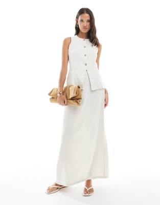 Vero Moda - Gonna lunga sartoriale color crema in coordinato