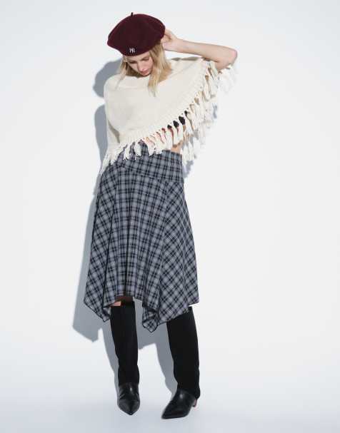 Vero Moda gonna midi asimmetrica a quadri neri - view 1