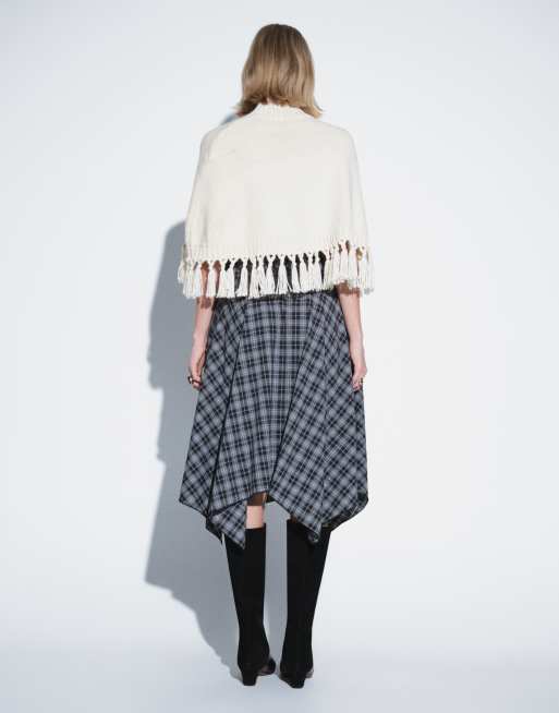 Vero Moda gonna midi asimmetrica a quadri neri, 5 di 9