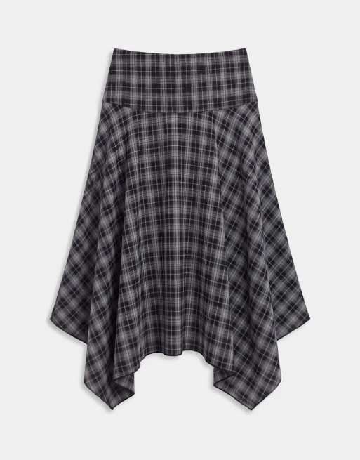 Vero Moda gonna midi asimmetrica a quadri neri, 6 di 9