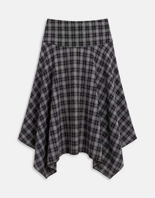 Vero Moda gonna midi asimmetrica a quadri neri, 7 di 9
