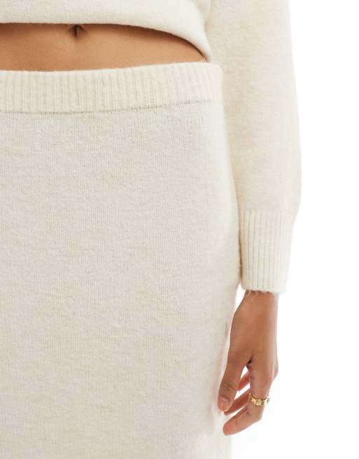 Vero Moda - Gonna midi crema mélange in maglia in coordinato, 5 di 5