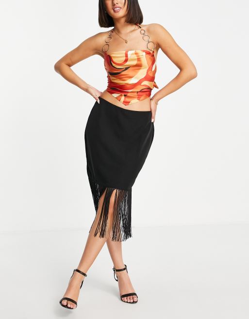 Vero Moda - Gonna midi fasciante con nappe, colore nero