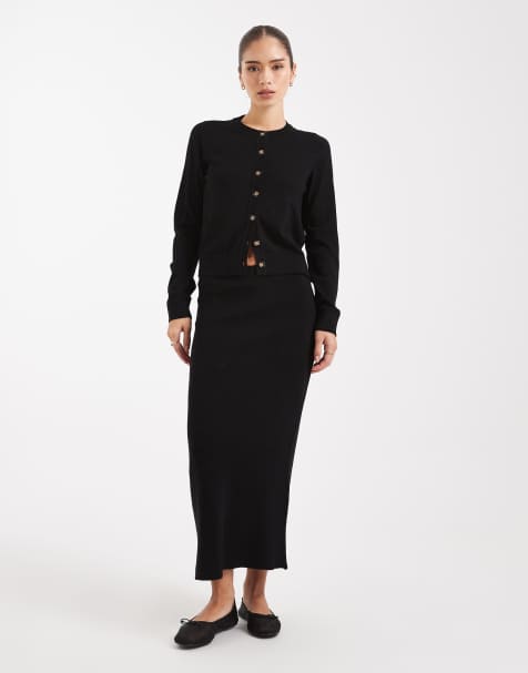 Vero Moda - Gonna midi in morbida maglia nera in coordinato - view 1