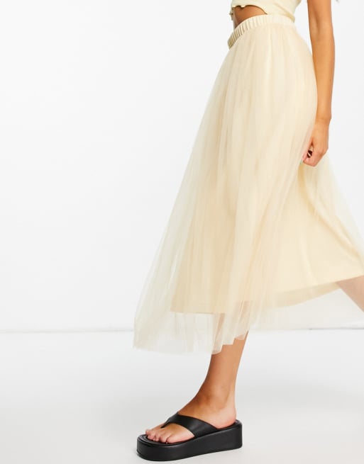 Vero Moda - Gonna midi in tulle color crema
