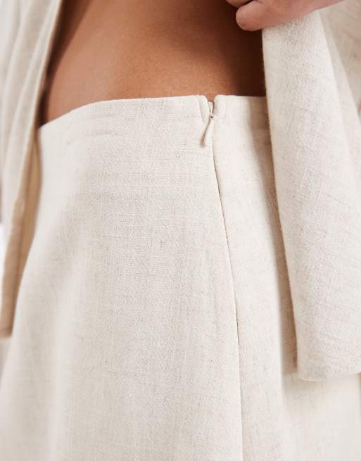 Vero Moda - Gonna pantalone in lino a vita alta color crema, 4 di 5