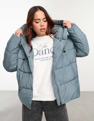 Vero Moda - Gråblå Og Foret Jakke Med Hætte