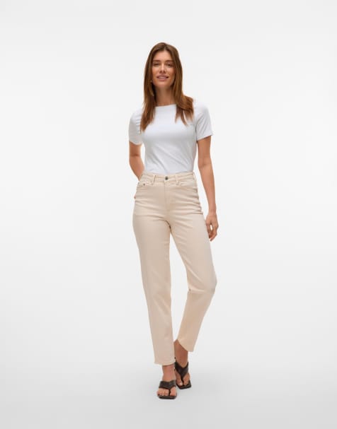 Vero Moda – Gräddvita jeans i mom-modell - view 1
