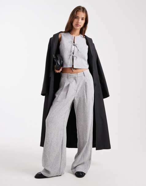 Vero Moda – Gråmelerat, figursytt set med kostymväst och byxor - view 1