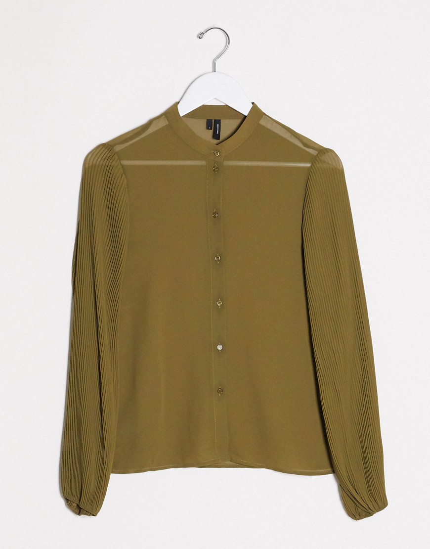 Vero Moda – Grön skjorta utan krage
