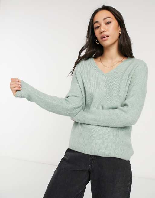 Vero Moda – Grön v-ringad tröja